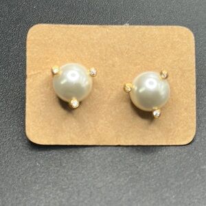 Classic White and Gold Pearl Earrings